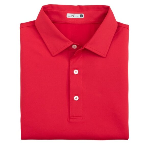 NWT Genteal Mens Size Large Red Solid Performance Polo Top NEW - Picture 1 of 4